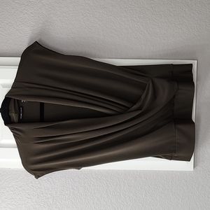 Sleeveless Brown Crossover Blouse